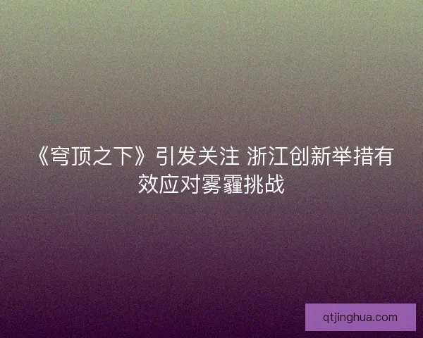 《穹顶之下》引发关注 浙江创新举措有效应对雾霾挑战
