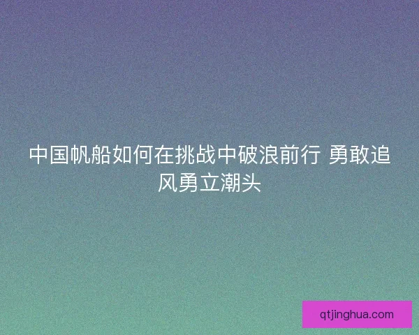 中国帆船如何在挑战中破浪前行 勇敢追风勇立潮头
