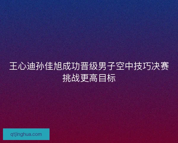 王心迪孙佳旭成功晋级男子空中技巧决赛挑战更高目标